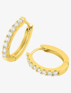 Boucles d'oreilles créoles en or jaune 375‰ diamant synthétique 0,30 ct F-VS SO OR