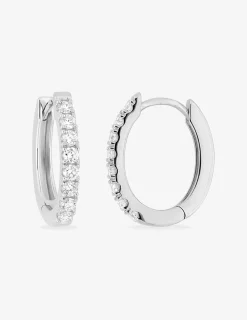 Boucles d'oreilles créoles en or blanc 375‰ diamant synthétique 0,30 ct F-VS SO OR