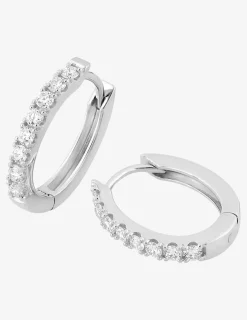 Boucles d'oreilles créoles en or blanc 375‰ diamant synthétique 0,30 ct F-VS SO OR