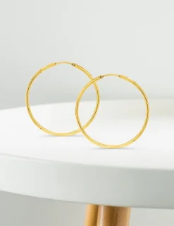 Boucles d'oreilles créoles or jaune 750 ‰ diamètre ext 35 mm Fil 1,6 mm SO OR