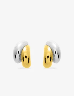 Boucles d'oreilles créoles bicolores anneaux bombés or 750‰ SO OR