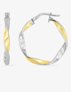 Boucles d'oreilles créoles torsadées bicolores en or 375 ‰ SO OR