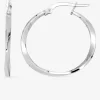 Boucles d'oreilles créoles ruban torsadées or blanc diamètre 20 mm 375 ‰ SO OR