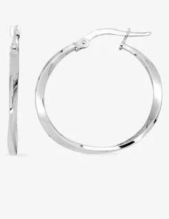 Boucles d'oreilles créoles ruban torsadées or blanc diamètre 20 mm 375 ‰ SO OR