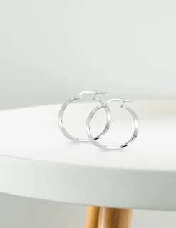 Boucles d'oreilles créoles ruban torsadées or blanc diamètre 20 mm 375 ‰ SO OR
