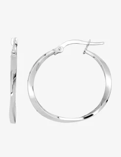 Boucles d'oreilles créoles ruban torsadées or blanc diamètre 20 mm 375 ‰ SO OR