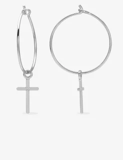 Boucles d'oreilles créoles motif croix 20 mm argent 925‰ SO OR