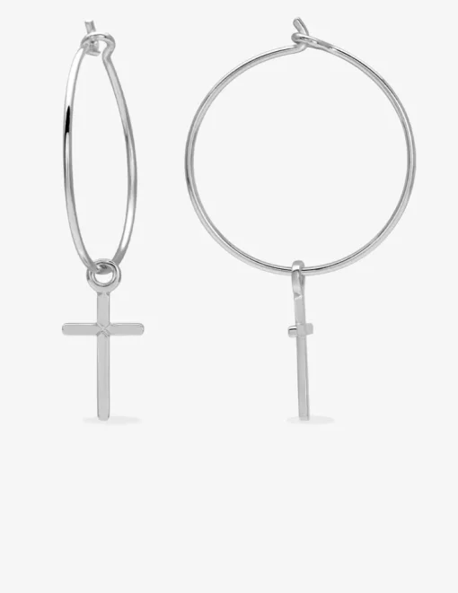 Boucles d'oreilles créoles motif croix 20 mm argent 925‰ SO OR