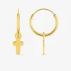 Boucles d'oreilles créoles à motifs amovibles croix or jaune 375‰ SO OR