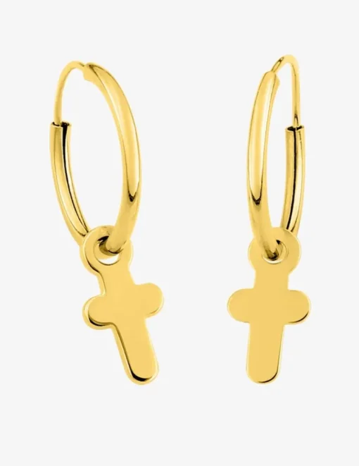 Boucles d'oreilles créoles à motifs amovibles croix or jaune 375‰ SO OR