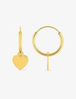 Boucles d'oreilles créoles à motifs coeur amovibles or jaune 375‰ SO OR