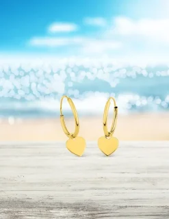 Boucles d'oreilles créoles à motifs coeur amovibles or jaune 375‰ SO OR