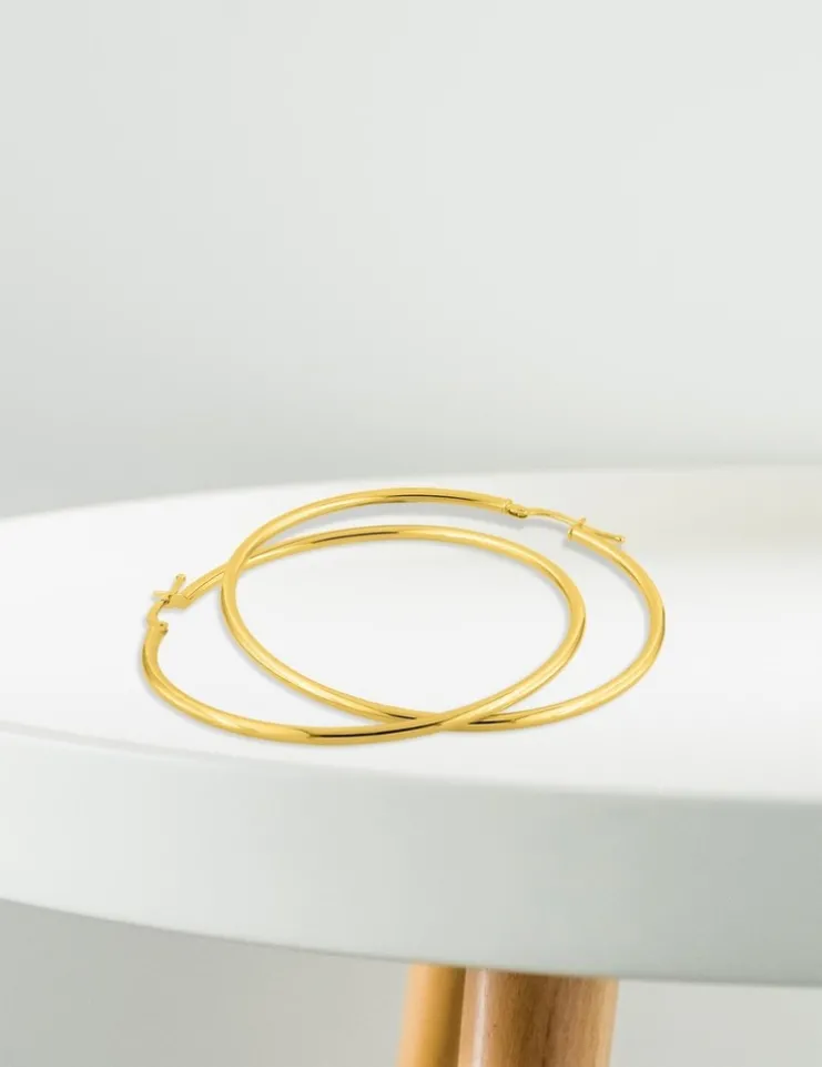 Boucles d'oreilles créoles 50 mm en or jaune 375‰ SO OR