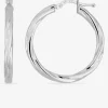 Boucles d'oreilles créoles froissées or blanc diamètre 25 mm 375 ‰ SO OR