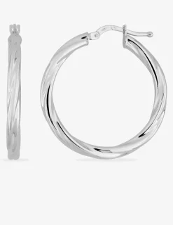 Boucles d'oreilles créoles froissées or blanc diamètre 25 mm 375 ‰ SO OR