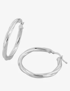 Boucles d'oreilles créoles froissées or blanc diamètre 25 mm 375 ‰ SO OR