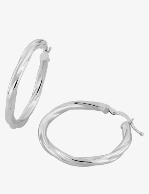 Boucles d'oreilles créoles froissées or blanc diamètre 25 mm 375 ‰ SO OR
