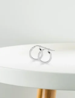 Boucles d'oreilles créoles or blanc diamètre 10 mm 375 ‰ SO OR