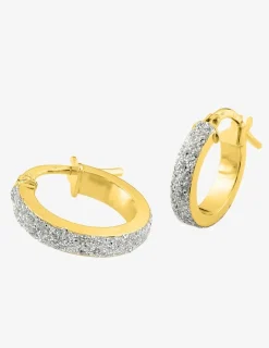 Boucles d'oreilles créoles bicolores Glitter en or 375 ‰ SO OR