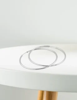 Boucles d'oreilles créoles 50 mm en or blanc 375‰ SO OR