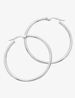 Boucles d'oreilles créoles lisses or blanc 750 ‰ diamètre ext 30 mm SO OR