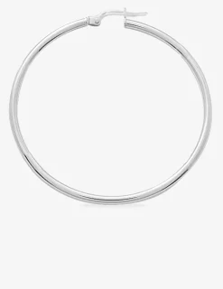 Boucles d'oreilles créoles lisses or blanc 750 ‰ diamètre ext 40 mm SO OR