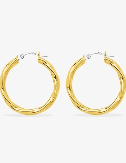 Boucles d'oreilles créoles torsadées or jaune 750 ‰ diamètre ext 20 mm SO OR