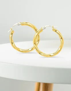 Boucles d'oreilles créoles torsadées or jaune 750 ‰ diamètre ext 20 mm SO OR
