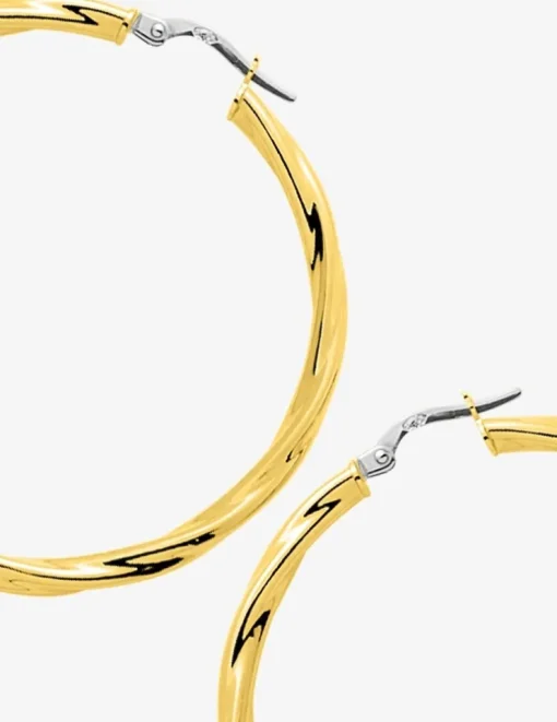 Boucles d'oreilles créoles torsadées or jaune 750 ‰ diamètre ext 20 mm SO OR