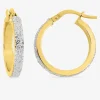 Boucles d'oreilles créoles bicolores or 750 ‰ finition glitter SO OR