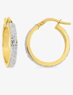 Boucles d'oreilles créoles bicolores or 750 ‰ finition glitter SO OR