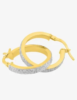 Boucles d'oreilles créoles bicolores or 750 ‰ finition glitter SO OR