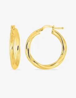 Boucles d'oreilles créoles torsadées 20 mm plaqué or tube 3 mm SO OR