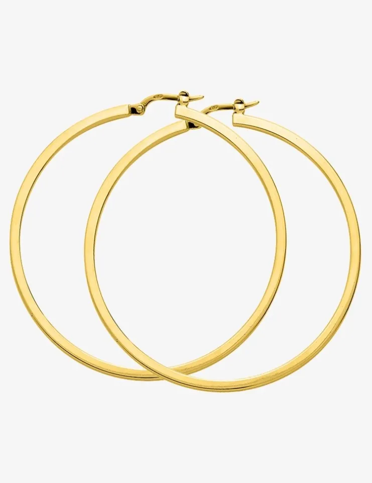 Boucles d'oreilles créoles 45 mm plaqué or fil carré 2 mm SO OR