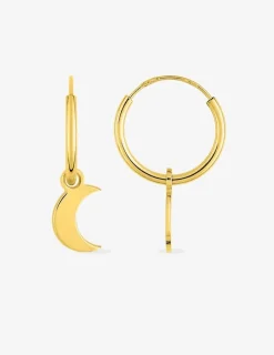 Boucles d'oreilles créoles à motifs amovibles lunes or jaune 375‰ SO OR