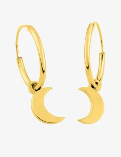 Boucles d'oreilles créoles à motifs amovibles lunes or jaune 375‰ SO OR