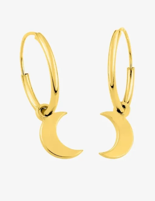 Boucles d'oreilles créoles à motifs amovibles lunes or jaune 375‰ SO OR