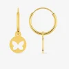 Boucles d'oreilles créoles à motifs amovibles papillons ajourés or jaune 375‰ SO OR