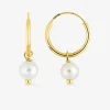 Boucles d'oreilles créoles à motifs perles amovibles or jaune 375‰ SO OR
