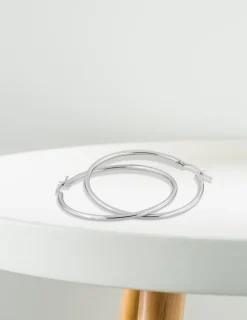 Boucles d'oreilles créoles 40 mm en or blanc 375‰ SO OR