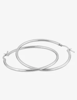 Boucles d'oreilles créoles 40 mm en or blanc 375‰ SO OR