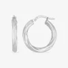 Boucles d'oreilles créoles froissées or blanc diamètre 15 mm 375 ‰ SO OR