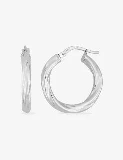 Boucles d'oreilles créoles froissées or blanc diamètre 15 mm 375 ‰ SO OR