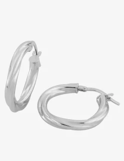 Boucles d'oreilles créoles froissées or blanc diamètre 15 mm 375 ‰ SO OR