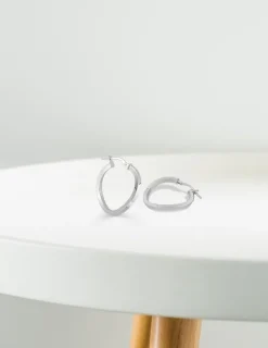 Boucles d'oreilles créoles or blanc fil carré 375 ‰ SO OR