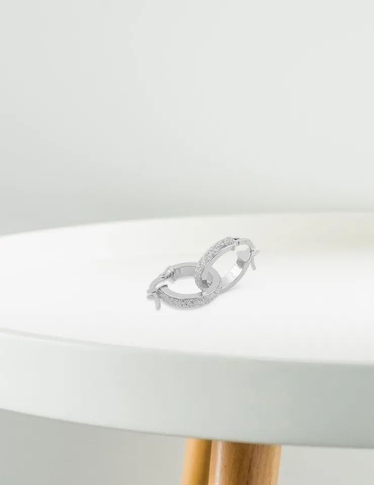 Boucles d'oreilles créoles Glitter en or blanc 375 ‰ SO OR