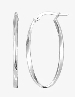 Boucles d'oreilles créoles torsadées or blanc diamètre 15 mm 375 ‰ SO OR