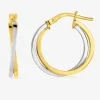 Boucles d'oreilles créoles bicolores en or 375 ‰ SO OR