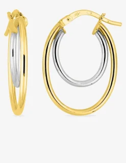 Boucles d'oreilles créoles bicolores en or 375 ‰ SO OR