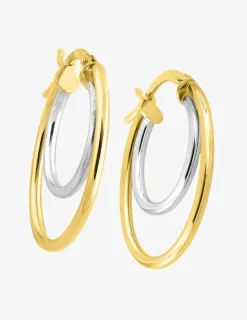 Boucles d'oreilles créoles bicolores en or 375 ‰ SO OR